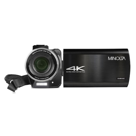 Minolta MN4K100Z 4K Ultra HD 36x Digital Zoom Video Camcorder with Rechargeable Battery Black MN4K100Z-BK